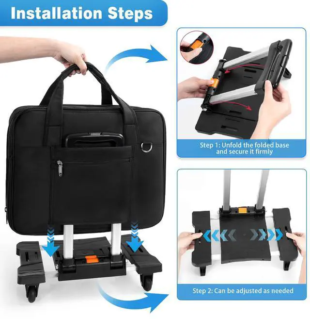 Alt view image 2 of 5 - GMAK Rolling Laptop Bag for Women Men, Wheeled Briefcase with Removable Trolley, 16.5 Inch Laptop Bag Overnight Roller Case Computer Bags for Work/Business/Travel Carry On Bag with Wheels, Black