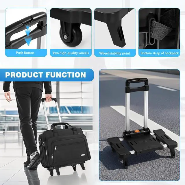 Alt view image 5 of 5 - GMAK Rolling Laptop Bag for Women Men, Wheeled Briefcase with Removable Trolley, 16.5 Inch Laptop Bag Overnight Roller Case Computer Bags for Work/Business/Travel Carry On Bag with Wheels, Black
