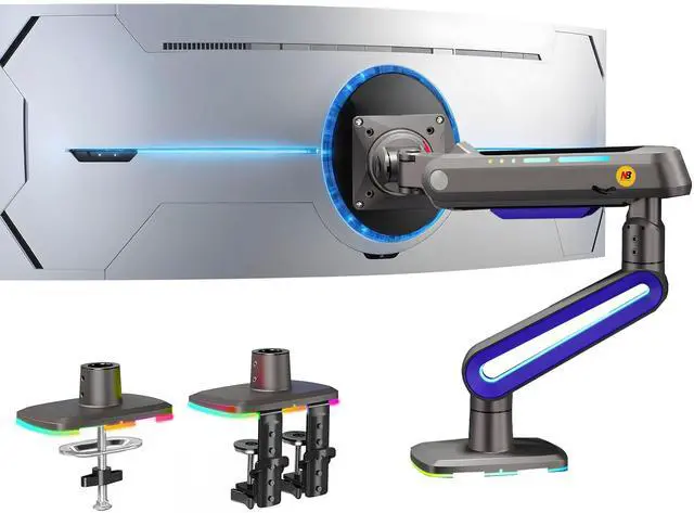Main image of NB ERGONOMIC RGB Gaming Monitor-arm for Flat/Ultrawide/Curved Monitors 32 to 60 inch, Heavy Duty Stand Load up to 20 kg, VESA 75/100 mm Monitor-Mount G70-New