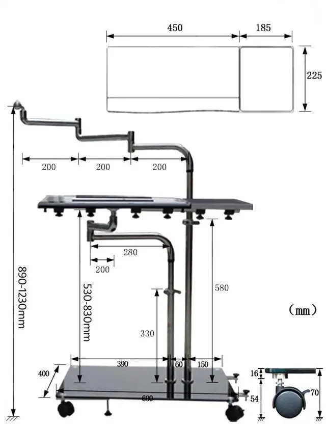 Alt view image 4 of 5 - NBGYSH OK610 OK611 - Bedside Moving Laptop Stand Adjustable Sofa Computer Monitor Holder Mount +Keyboard Holder Rotating Laptop Table Lapdesks (OK611W)