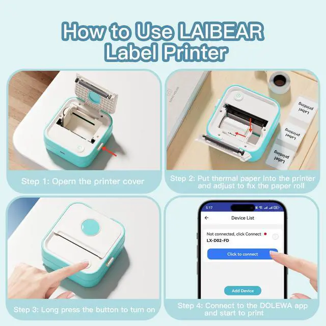 Alt view image 3 of 5 - LAIBEAR Mini Label Maker Machine with Tape and Mini Sticker Printer