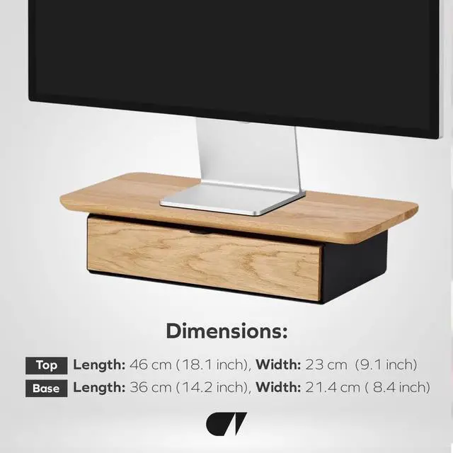 Alt view image 3 of 5 - Oakywood - Desk Shelf Mini - Wooden Desk Shelf - Laptop Stand for Desk - Monitor Elevator, Screen Elevator, Monitor Stand - Desk Shelf Mini - Material Wood, Steel - Walnut - White