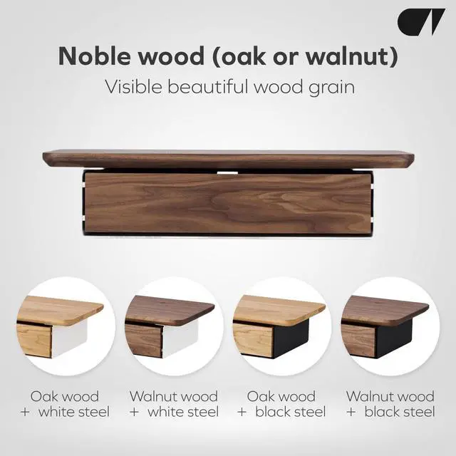 Alt view image 4 of 5 - Oakywood - Desk Shelf Mini - Wooden Desk Shelf - Laptop Stand for Desk - Monitor Elevator, Screen Elevator, Monitor Stand - Desk Shelf Mini - Material Wood, Steel - Walnut - White