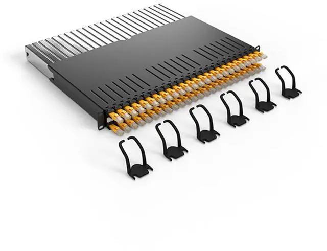 Main image of PATCHBOX(r) 365 Cat.6a - 24-Port Patch Panel with Retractable Cable Management System for 19" Racks, Includes Flat 10GB Cables and Cassettes, Easy Network and Server Setup (UTP, Yellow, 0.8m / 8RU)