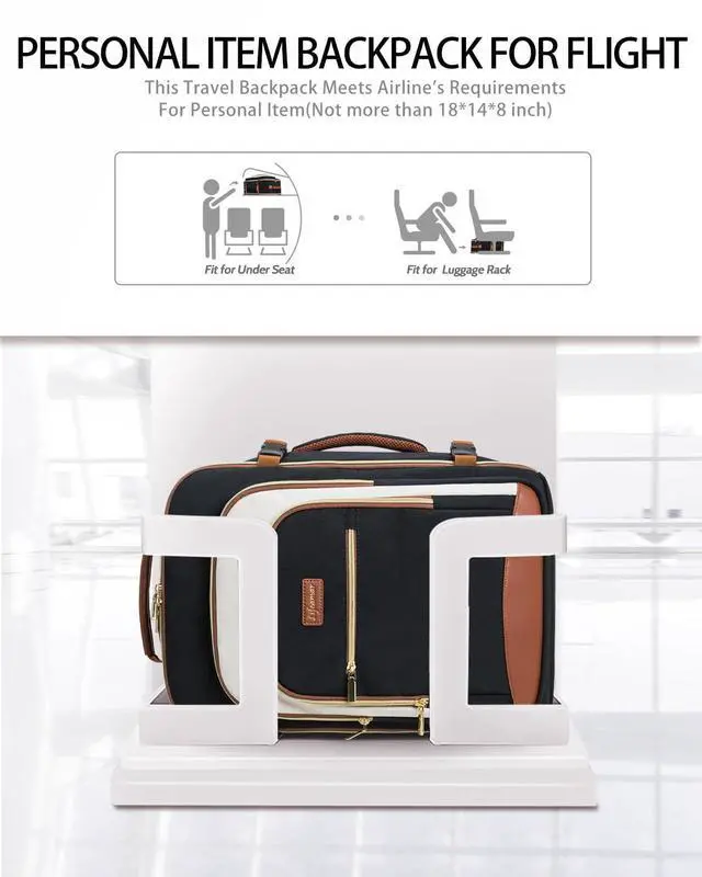 Alt view image 5 of 5 - Lifeamar 40L Travel Backpack for Women, Carry On Bag Flight Approved, Waterproof Backpack with 3 Packing Cubes, Weekender Personal Item Backpack for Airplane Travel Essentials, TSA Approved