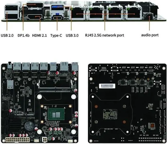 Alt view image 3 of 5 - HKUXZR N150 Industrial Motherboard NAS 4 Cores 4 Threads Low Power Processor 4x2.5G i226 Network M.2 Slot 6xSATA DP HDMI 2.0 PCIE x1 DDR5 Type-C