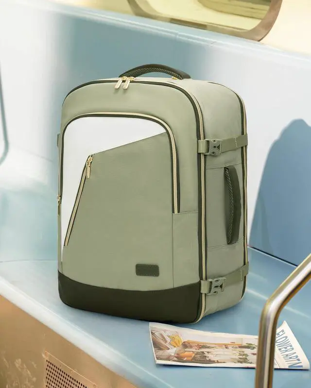 Alt view image 2 of 5 - LOVEVOOK Travel Backpack for Women, 40L Carry on Backpack for Airplanes, Large TSA Personal Item Travel Bag fits 17.3" Laptop, Water-Resistant Business Weekender Backpack, 4Pcs