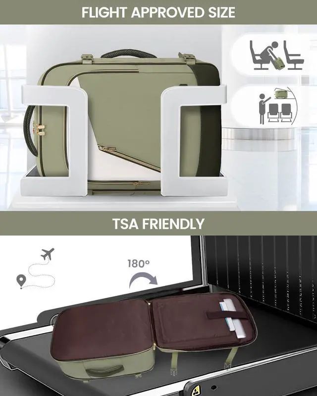 Alt view image 3 of 5 - LOVEVOOK Travel Backpack for Women, 40L Carry on Backpack for Airplanes, Large TSA Personal Item Travel Bag fits 17.3" Laptop, Water-Resistant Business Weekender Backpack, 4Pcs