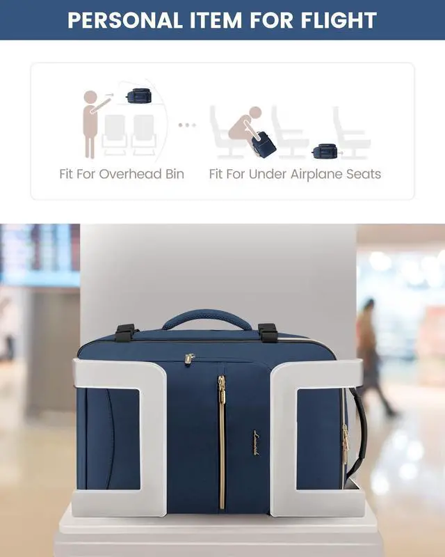 Alt view image 4 of 5 - LOVEVOOK Carry on Travel Backpack, 50L Waterproof Large 18inch Laptop Luggage Daypack as Personal Item Flight Approved, Business Weekender Overnight with 3 Packing Cubes, Blue green-Black