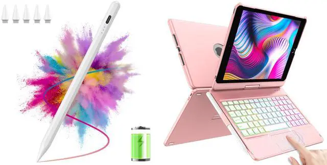 Main image of HOTLIFE Touchpad Keyboard Case for iPad 10.2 9th/8th/7th Gen, with Stylus Pen for iPad Pencil Compatible with 2018-2022