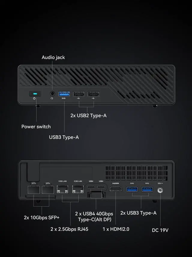 Alt view image 5 of 5 - MINISFORUM MS-01 Mini PC Intel Core i9-12900H,32GB DDR5 1TB SSD,vPro Enterprise Support,2x10Gbps SFP+LAN/2x2.5G RJ45/2xUSB4/HDIM/16xPCIe 4.0/M.2 NVMe SSD/U.2 NVMe SSD,Mini Computer
