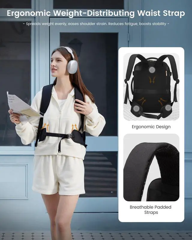 Alt view image 2 of 5 - LOVEVOOK Travel Backpack For Women,42L Carry On Backpack Flight Approved,TSA Personal Item Travel Bag Fits 17.5 Inch Laptop,Business Weekender Overnight Daypack with Toiletry Bag and Cubes