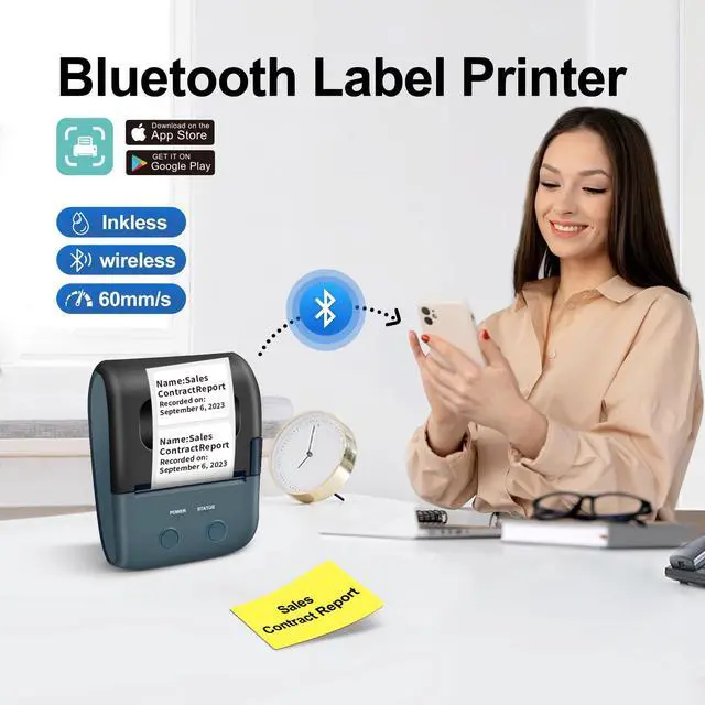 Alt view image 2 of 5 - L7 Label Maker Machine with Tape, 2 Inch Thermal Bluetooth Label Printer, Portable Handheld Sticker Barcode Inkless Printer with 1 Roll 50x30mm Tape for Home, Kitchen, School, Office Organization