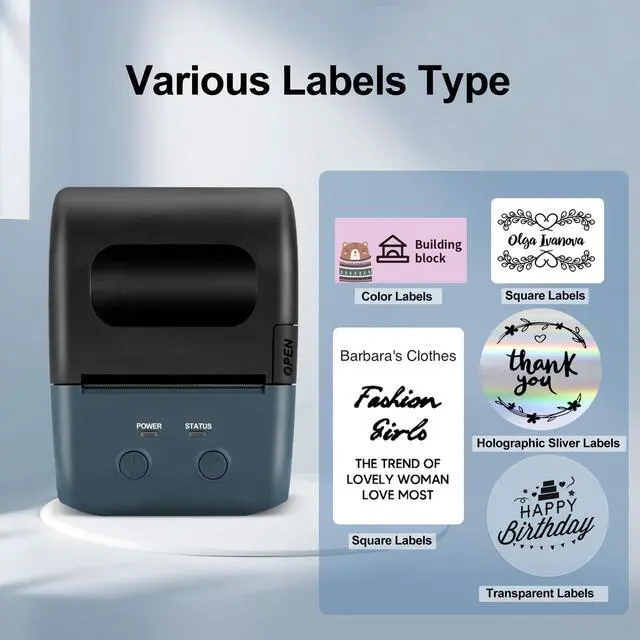 Alt view image 5 of 5 - L7 Label Maker Machine with Tape, 2 Inch Thermal Bluetooth Label Printer, Portable Handheld Sticker Barcode Inkless Printer with 1 Roll 50x30mm Tape for Home, Kitchen, School, Office Organization