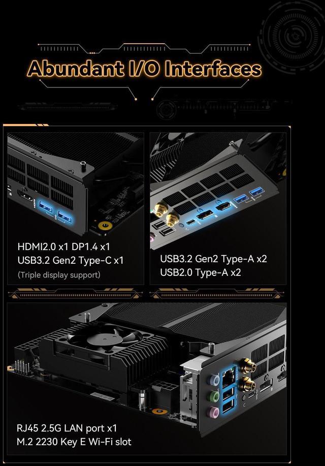 Alt view image 4 of 5 - MINISFORUM BD790I X3D Mini ITX Motherboard, Integrated AMD Ryzen 9 7945HX3D, up to 5.4 GHz, 16C/32T, 144MB Cache,PCIe 5.0 x16 Slot,2 x PCIe 5.0 M.2 Slots, DDR5, HDMI/DP/USB-C, WiFi 6E/BT 5.3