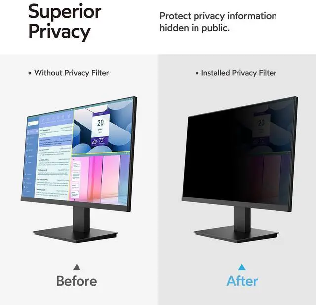 Alt view image 3 of 5 - MOBDIK 22 Inch Monitor Computer Privacy Screen Filter for 16:10 Aspect Ratio, Anti Blue Light, Anti Glare & Spy - 2 Pack