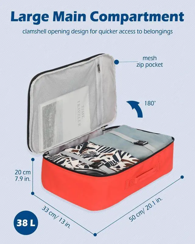 Alt view image 2 of 5 - Hynes Eagle Carry on Backpack 38L Large Travel Backpack for Women Flight Approved Weekender Bag Laptop Backpack Men 15 inches Orange with Waist Pack Beige