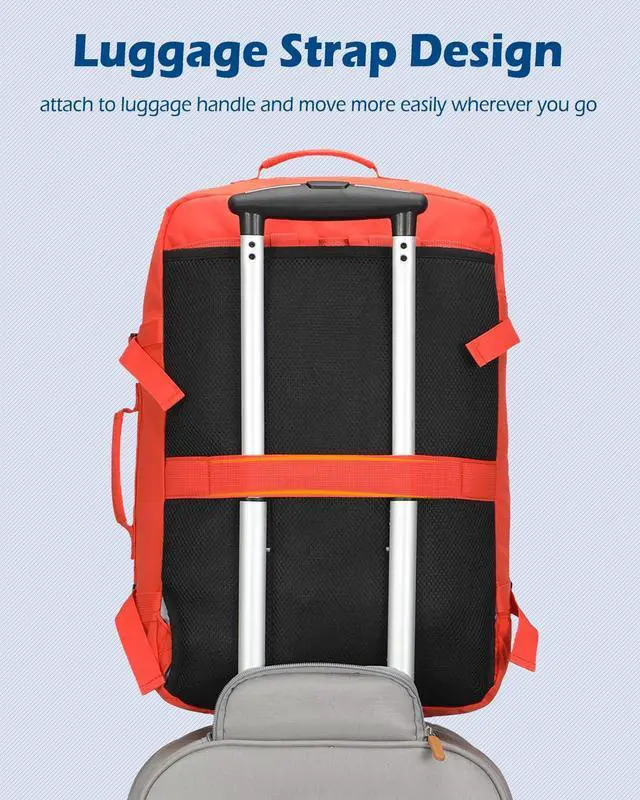 Alt view image 3 of 5 - Hynes Eagle Carry on Backpack 38L Large Travel Backpack for Women Flight Approved Weekender Bag Laptop Backpack Men 15 inches Orange with Waist Pack Beige