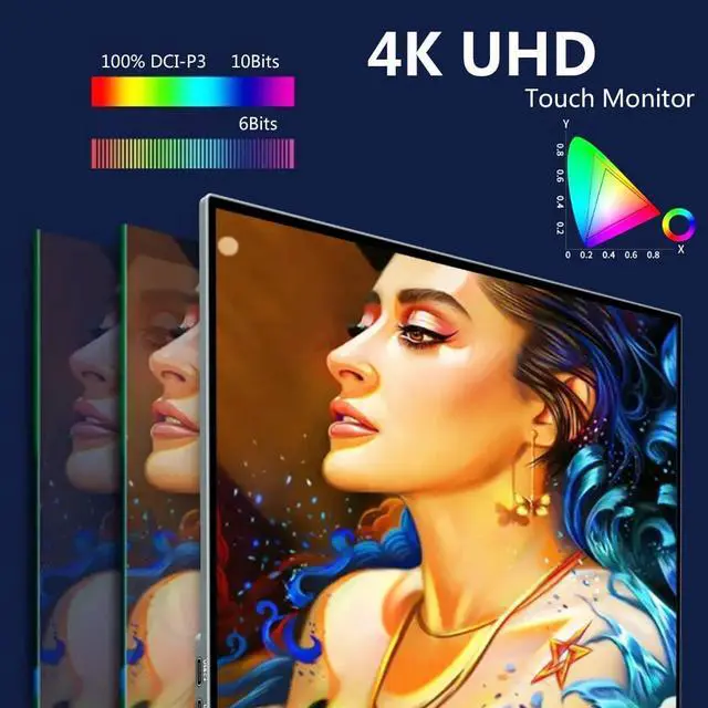 Alt view image 2 of 5 - 17.3 Inch 4K Touchscreen Portable Monitor, UHD 100% P3 Mobile Monitor Support MPP Stylus HDR IPS Eye Care Game Display USB C Mini HDMI for Game Console,Laptop,Mac