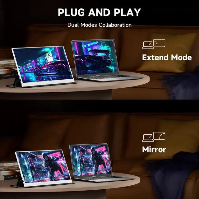 Alt view image 3 of 5 - QAF Portable Monitor for Laptop 15.6 Inch 1080P, USB/HDMI Computer Monitor, Gaming Travel Laptop Screen Extender Monitor Portable for PC/Mac/Phone/PS5/PS4/Xbox/Switch, IPS HDR Display with Smart Cover
