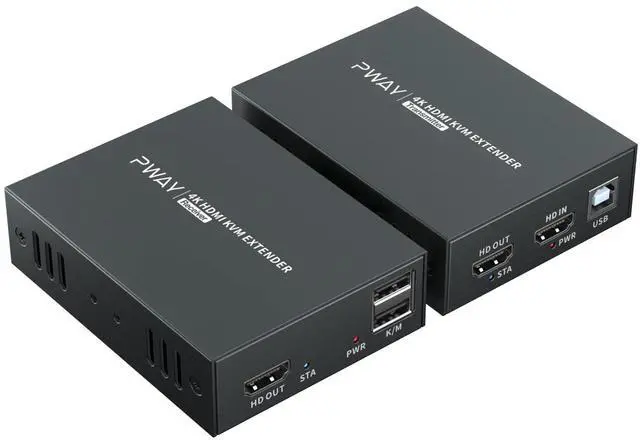 Main image of 4K HDMI KVM USB Extender, 60m HDMI Over Ethernet Cat5e Cat6, Transmit 4K@60Hz Video Zero Latency