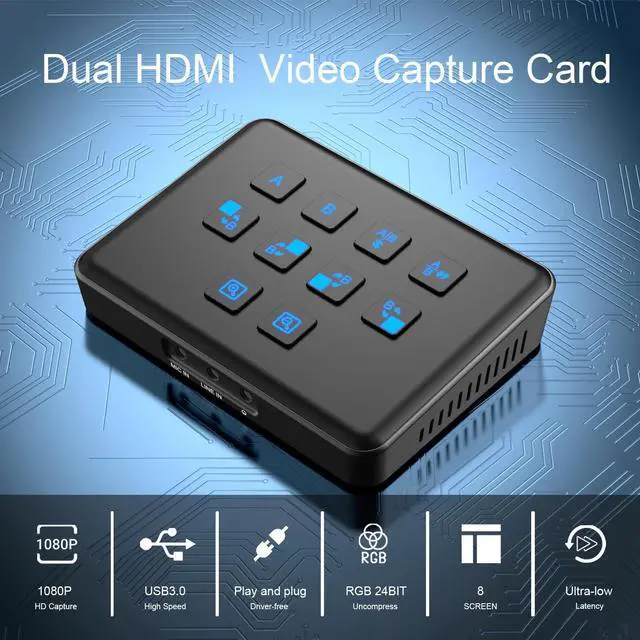 Alt view image 4 of 5 - Dual HDMI Capture Card with Stream Switcher, Stream and Record in 1080p60 Video Capture Card for Gaming Live Streaming Video Recorder on Xbox Series X/S, PS5/PS4/Pro, OBS and PC/Mac