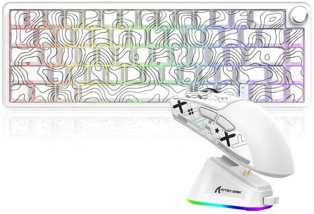 Main image of Attack Shark X65PRO HE & X11 Gaming Combo,Hall Effect Magnetic Keyboard & Ultralight Mouse with RGB Charging Dock,8K Polling,22K DPI,Tri-Mode Wireless,Hot-Swappable, for Win/Mac/Linux-White