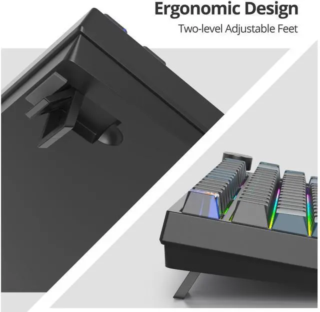 Alt view image 5 of 5 - iRoboosta 75% Mechanical Gaming Keyboard, Hot Swappable RGB Backlit Custom With Knob, Gasket Mount USB Wired, 82 Keys Black Blue Linear Red Switch (82 Black Blue)