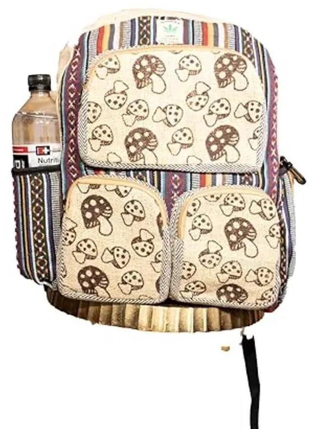 Main image of Gurkha Handmade Unique Design Himalayan Hemp Cotton Backpack 17 IN Medium Hippie, Festival, Hiking, Tablet & Laptop Backpack Bag - Handmade In Mt. Everest Country Nepal