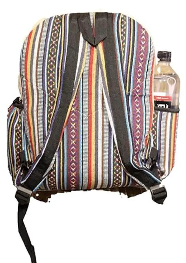 Alt view image 4 of 4 - Gurkha Handmade Unique Design Himalayan Hemp Cotton Backpack 17 IN Medium Hippie, Festival, Hiking, Tablet & Laptop Backpack Bag - Handmade In Mt. Everest Country Nepal