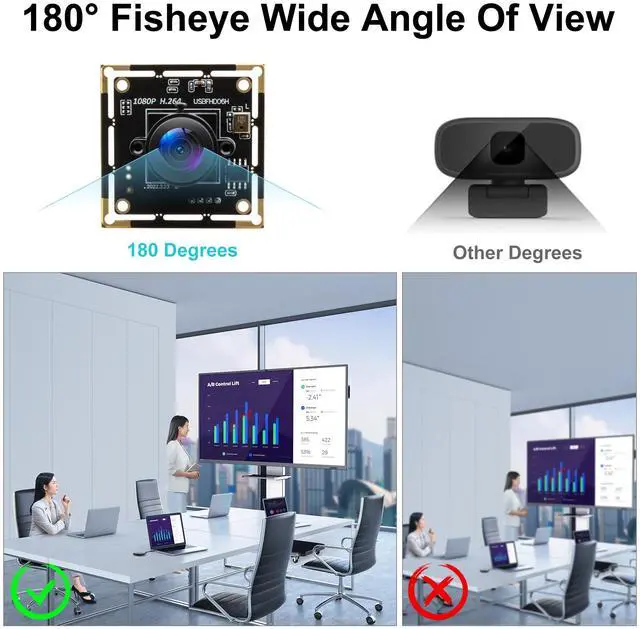 Alt view image 3 of 5 - QILOVE Fisheye USB Camera H.264 Wide Angle Low Light Full HD 1080P 30fps Small Video Camera with MIC for Lightburn 3D Printer PC Windows Android Linux Mac OS(Industrial Use, Video Monitoring)