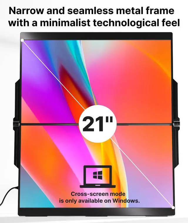 Alt view image 3 of 5 - Ingnok 15.6" Dual Monitor, FHD 1080P 100% sRGB Laptop Screen Extender for Windows Mac, Foldable Design, HDMI USB C Easy Setup Work Gaming Triple Monitor