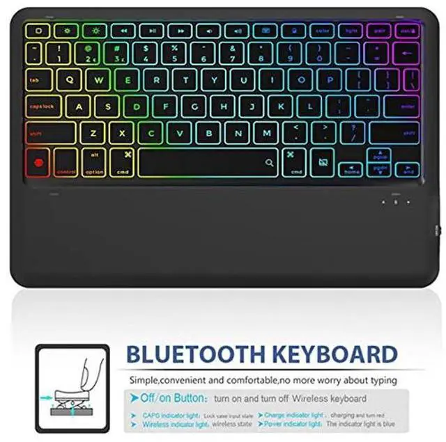 Alt view image 5 of 5 - QYiiD Keyboard Case for iPad Pro 12.9-inch 2017/2015 (Old Model, 2nd & 1st Generation - [7 Color Backlit] - Ultra-Thin PU Leather Case with Wireless Detachable Keyboard - with Pencil Holder, Black