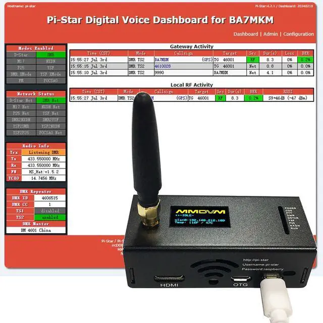 Alt view image 5 of 5 - yyiikee 4.2.1DMR D-Star Ysf Hotspot Uhf VHF Laser Engraved Indicators Heat Sink Modem Raspbery pi W