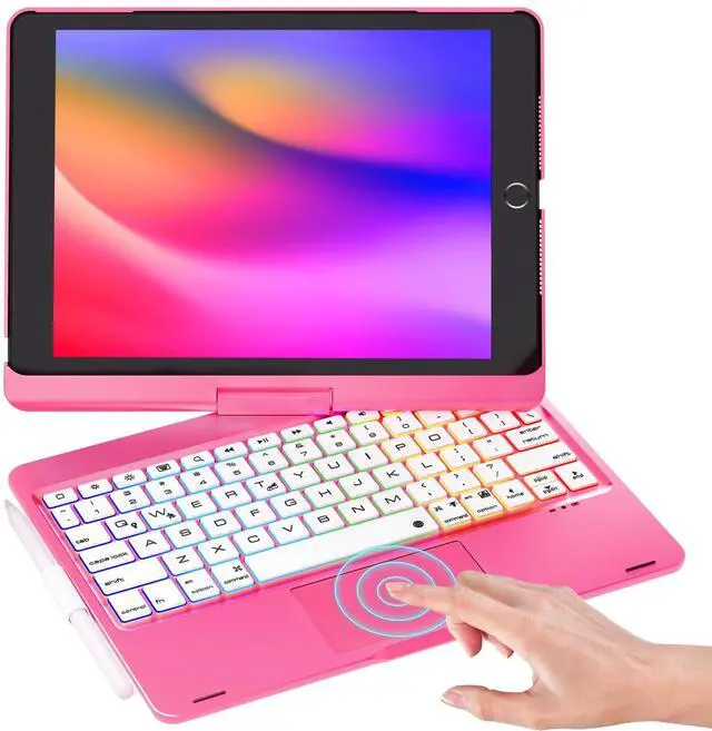 Main image of NOKBABO iPad 9th Generation Case with Keyboard 360deg Rotatable Touchpad and 7 Color Backlight & Pencil Holder for iPad 9th/8th/7th Gen 10.2 inch & iPad Air 3rd Gen/iPad Pro 10.5 inch - Peach Pink
