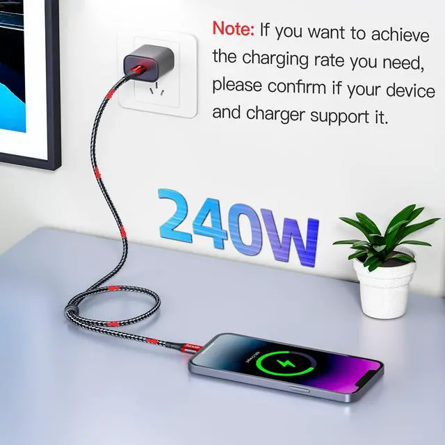 Alt view image 4 of 5 - 80Gbps for Thunderbolt 5 Cable 6FT, USB4 V2 Cable 120Gbps Bandwidth, PD 240W, 16K/8K 60Hz, 4K 540Hz/240Hz, USB C Monitor Video Display Cable for iPhone 16, Razer Blade, ACASIS SSD, Thunderbolt 4/3