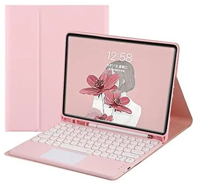 Main image of HENGHUI iPad Mini 5th Generation Mini 4 Keyboard Case Touchpad Detachable Keyboard with Pencil Holder Round Key Color Slim Smart Cover for Mini 5th Gen, Pink