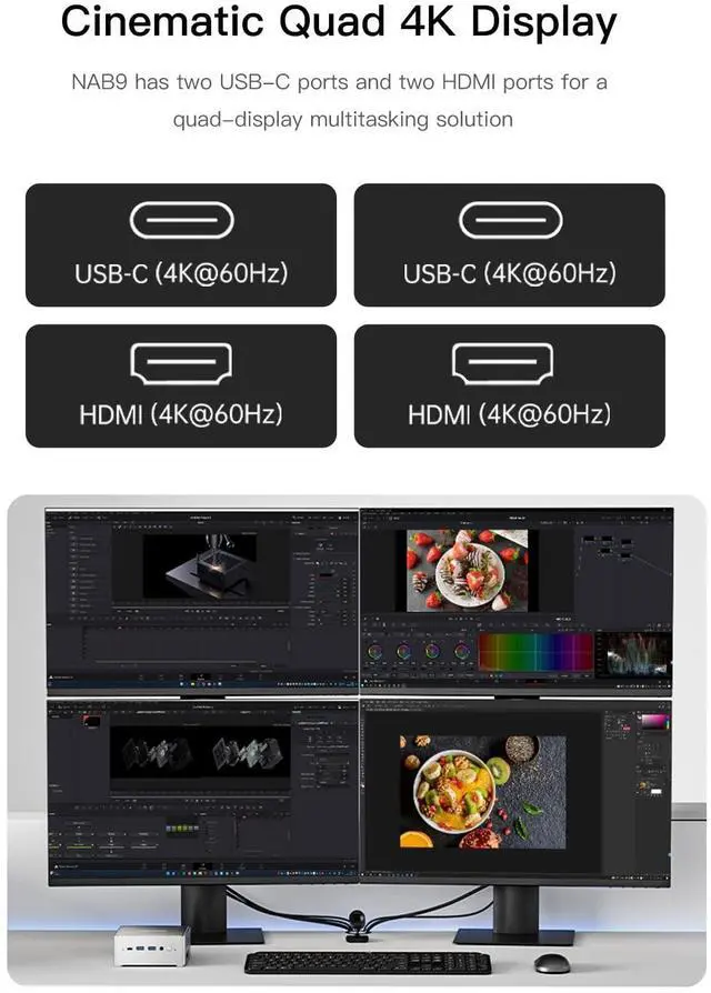 Alt view image 5 of 5 - MINISFORUM NAB9 Mini PC Core i9-12900HK(14C/20T, up to 5Ghz) Desktop Computer, 2X HDMI|2X USB-C Video Outputs Barebone Version, 2X 2.5G LAN/ WiFi6E/ BT5.2/ 4X USB Port/Intel Iris Xe Graphics Micro PC