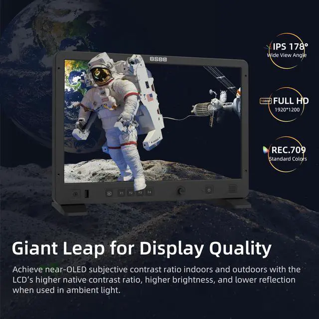 Alt view image 2 of 5 - osee Mega 15S 15inch 1500 Nits Higher Bright Pro HDR Field Production Monitor Camera Assist Monitor with Battery Plate C-Stand Cheese Plate and Portable Hooded Case