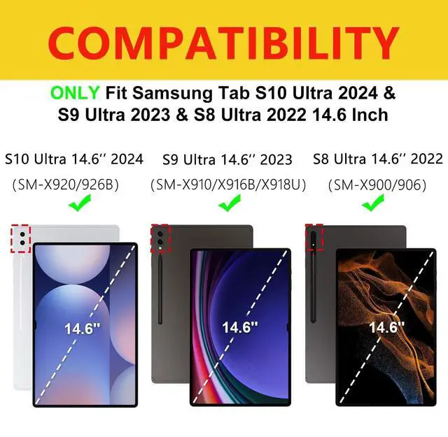 Alt view image 2 of 5 - Galaxy Tab S10 Ultra/S9 Ultra/S8 Ultra Keyboard Case 14.6 inch, 7-Color Backlit, Smart Magnetic Detachable Wireless Bluetooth Keyboard, Slim Protective Folio Case with S Pen Holder, Auto Sleep/Wake