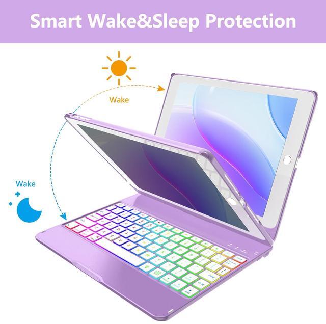 Alt view image 4 of 5 - MMK iPad Keyboard Case 9.7 for New iPad 2018 (6th Gen) - iPad Pro 2017 (5th Gen) - iPad Air 2/ Air -Detachable Wireless Bluetooth Keyboard - Magnetic Auto Sleep/Wake (Purple)