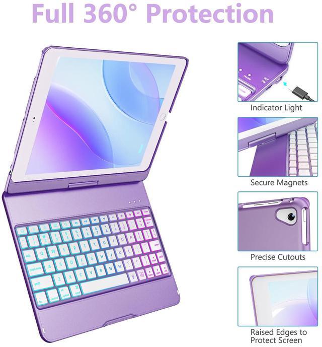 Alt view image 5 of 5 - MMK iPad Keyboard Case 9.7 for New iPad 2018 (6th Gen) - iPad Pro 2017 (5th Gen) - iPad Air 2/ Air -Detachable Wireless Bluetooth Keyboard - Magnetic Auto Sleep/Wake (Purple)