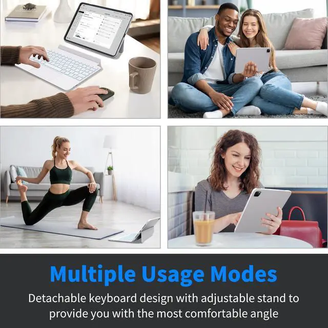 Alt view image 4 of 5 - Otuoor Keyboard Case for iPad Air 13 inch (M3 2025 / M2 2024), Magnetic Detachable Keyboard Case for iPad Pro 12.9 inch (6th,5th,4th,3rd Gen) with Backlit Keys,Trackpad,Portrait/Landscape Mode (White)