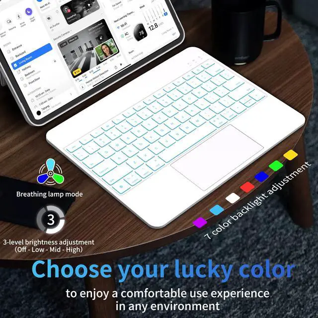 Alt view image 5 of 5 - Otuoor Keyboard Case for iPad Air 13 inch (M3 2025 / M2 2024), Magnetic Detachable Keyboard Case for iPad Pro 12.9 inch (6th,5th,4th,3rd Gen) with Backlit Keys,Trackpad,Portrait/Landscape Mode (White)