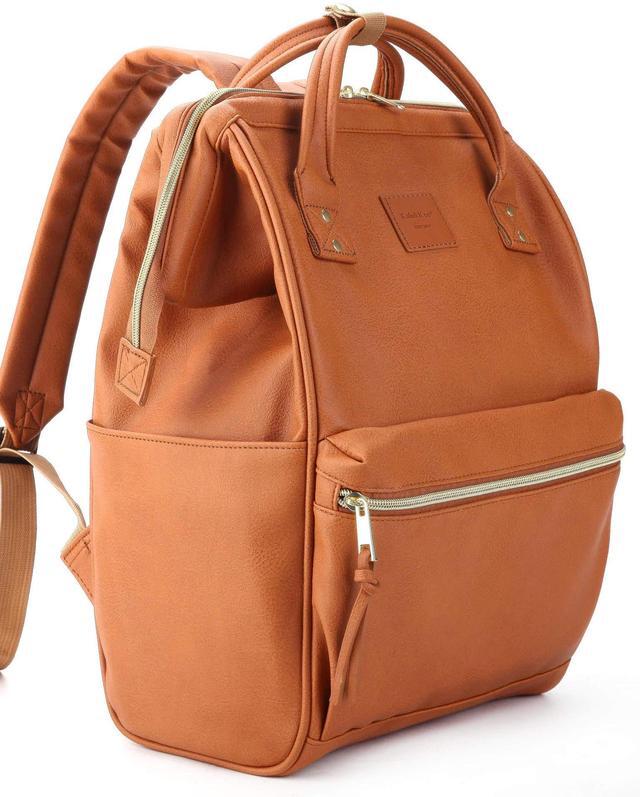 Main image of Kah&Kee Leather Backpack for Women and Men 16-inch Laptop Bag | Teacher Professional, Diaper Bag Backpack, Ideal for Work, School, Nursing, College & Travel (Camel, Large)