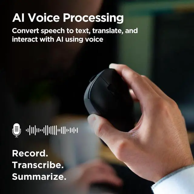 Alt view image 2 of 5 - Virtusx AI Mouse, Jethro V1 - AI Voice & Audio Recorder, Note Taking Mouse for Computer & Laptop with Centralized AI Software, AI Writing Tools, Voice Typing, Transcribe, Translate & Summarize