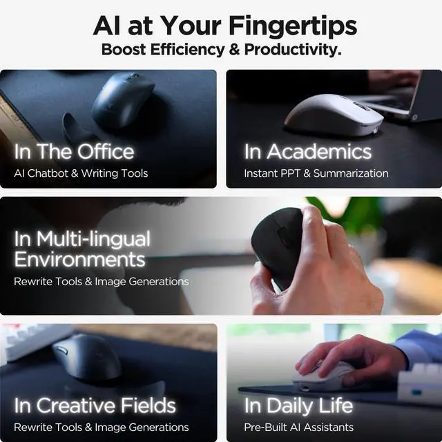 Alt view image 4 of 5 - Virtusx AI Mouse, Jethro V1 - AI Voice & Audio Recorder, Note Taking Mouse for Computer & Laptop with Centralized AI Software, AI Writing Tools, Voice Typing, Transcribe, Translate & Summarize