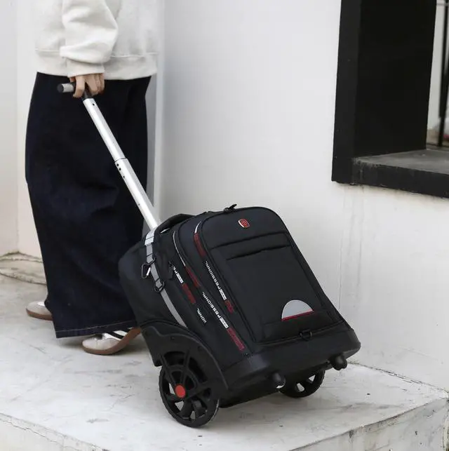 Alt view image 4 of 5 - PISKGODSF Rolling Backpack for Adults, Backpack with Wheels, Large Wheeled Backpack with Laptop Waterproof Compartment, Roller Backpack on Wheels, Suitable for Leisure Outdoor Business Travel (Red)