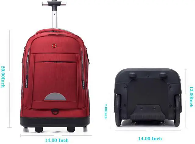 Alt view image 2 of 5 - PISKGODSF Rolling Backpack for Adults, Backpack with Wheels, Large Wheeled Backpack with Laptop Waterproof Compartment, Roller Backpack on Wheels, Suitable for Leisure Outdoor Business Travel (Red)