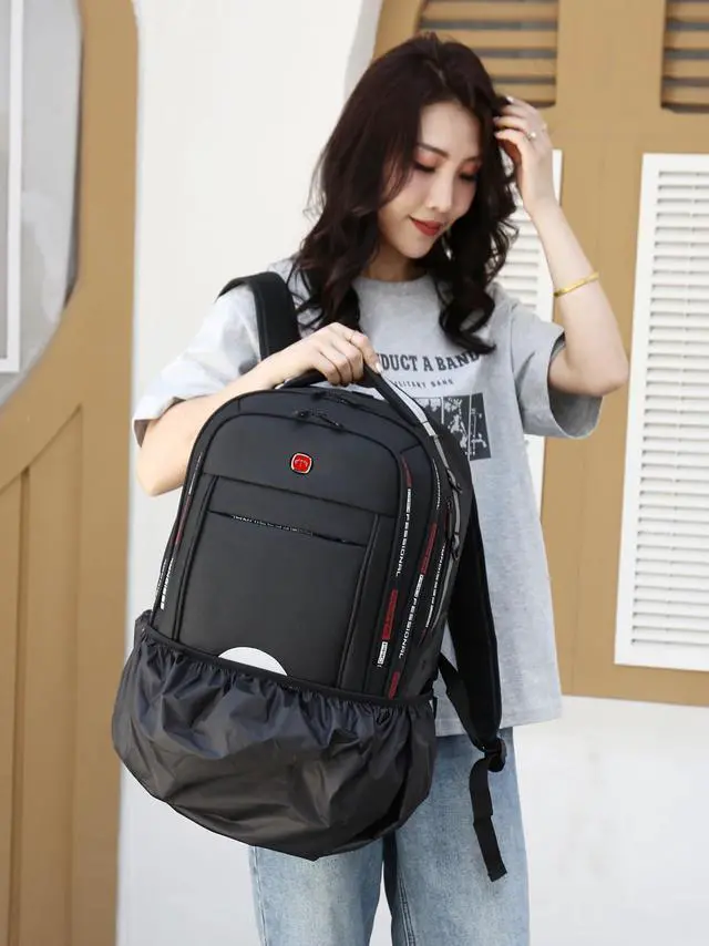 Alt view image 5 of 5 - PISKGODSF Rolling Backpack for Adults, Backpack with Wheels, Large Wheeled Backpack with Laptop Waterproof Compartment, Roller Backpack on Wheels, Suitable for Leisure Outdoor Business Travel (Red)